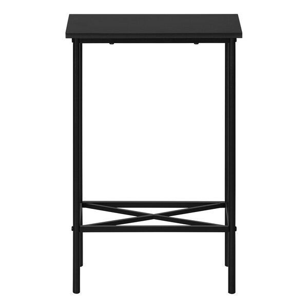 Accent Table, Side, End, Narrow, Small, 2 Tier, Living Room, Bedroom, Black Laminate, Black Metal